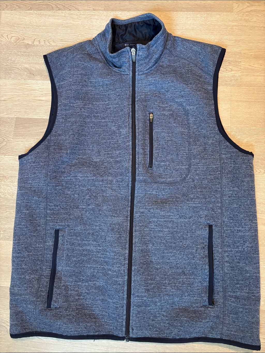 Johnnie-O Heathered Navy Zip-Up Sleeveless Vest